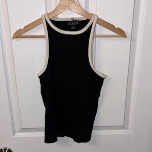 Vintage rib high-neck cutaway tank top with contrast trim